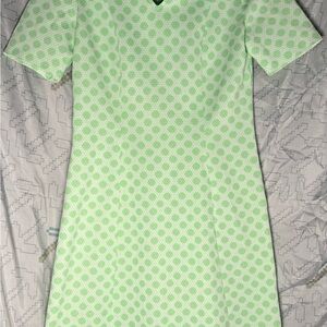 1960s fun Green Patterned Dress
